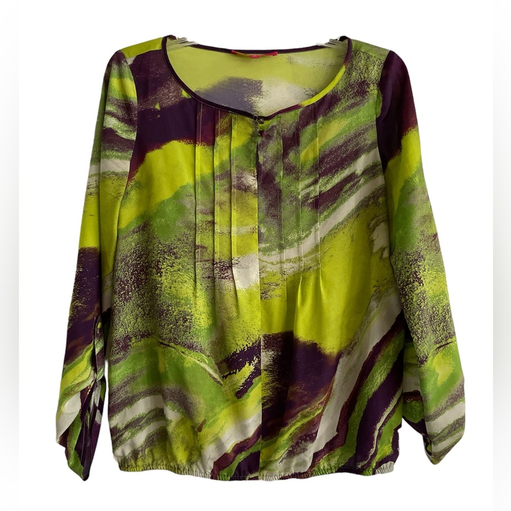 Catherine Malandrino Purple and Green Blouse Size Small